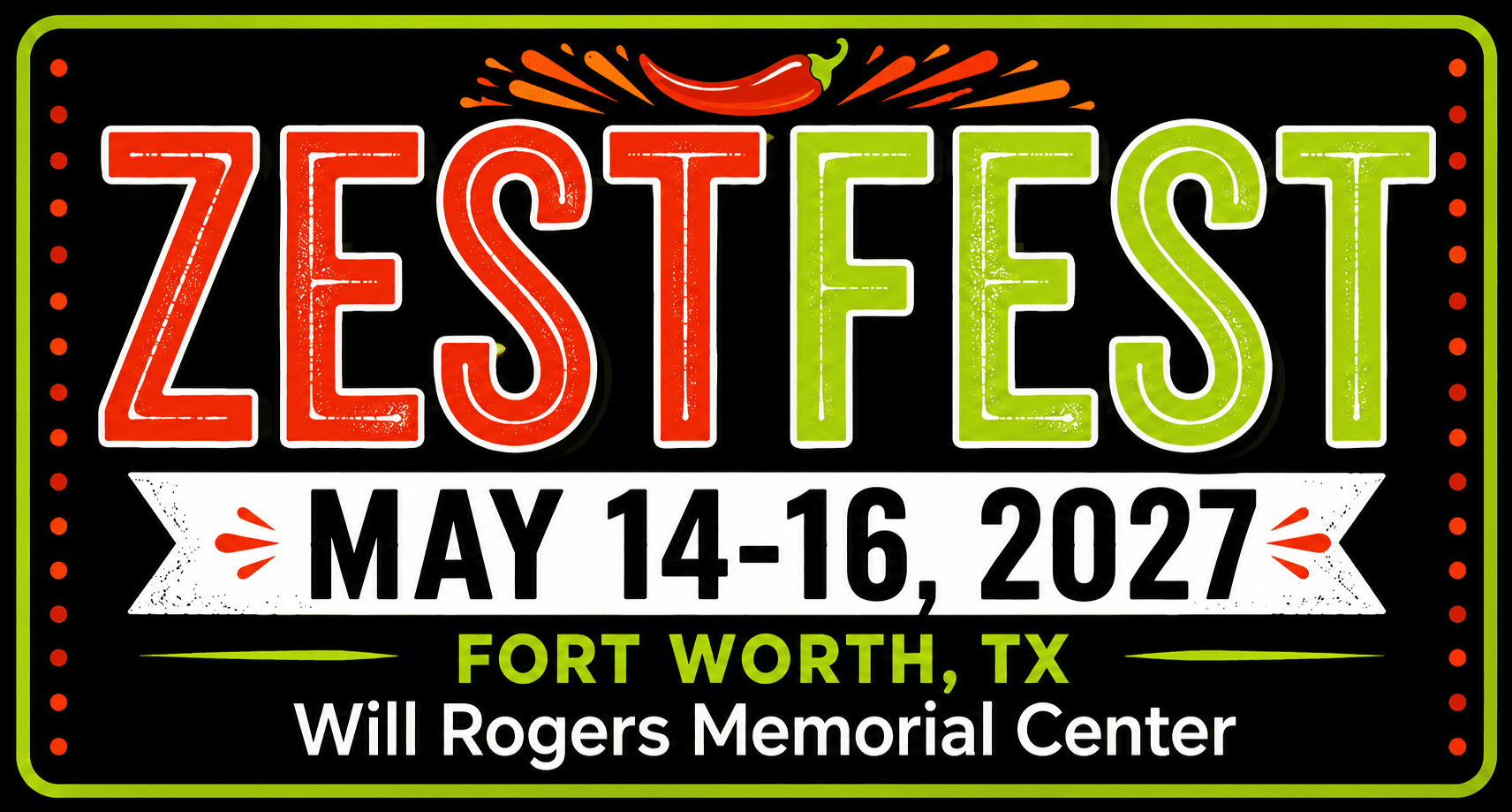 ZestFest 2027: The Heat Returns to Fort Worth! Get ready, spicy food fans! Following the tremendous success of our 25th Anniversary celebration, ZestFest returns to Fort Worth, Texas, May 7–9, 2027, for another unforgettable weekend of flavor, fun, and fiery food adventures. Join us once again at the Amon G. Carter Jr. Exhibits Hall at the Will Rogers Memorial Center, where thousands of passionate food lovers, specialty food producers, chefs, retailers, media representatives, and industry professionals will gather to celebrate the exciting world of spicy foods and bold flavors.