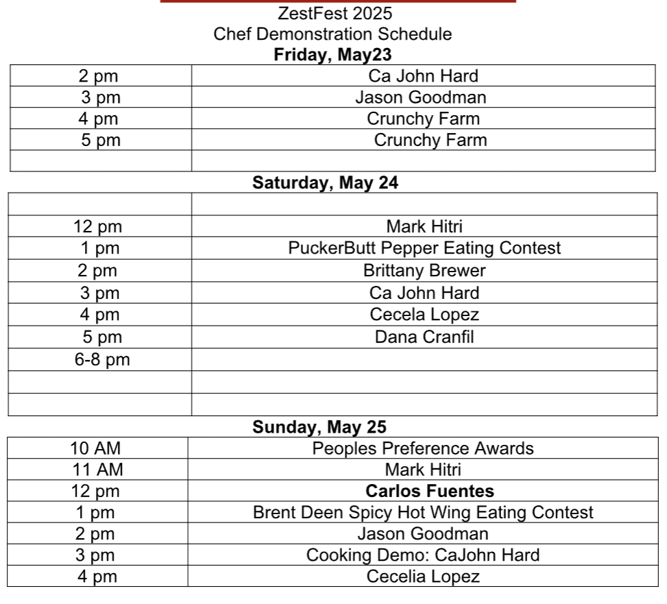 Screenshot 2025-05-19 140727 ZestFest 2025 Celebrity Chef Stage Schedule